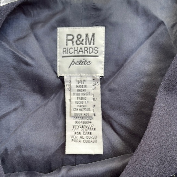 R&M Richards Dark Navy Embellished Evening Top - Picture 3 of 12